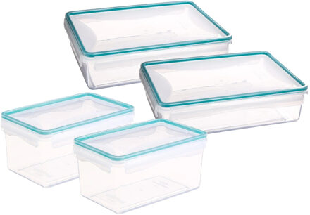 5five set vershoudbakjes - met deksel - kunststof - luchtdicht - 2x1800 + 2x2200 ml