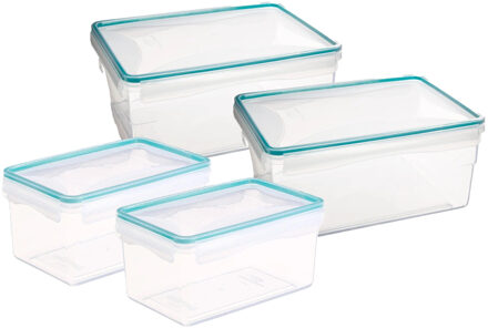 5five set vershoudbakjes - met deksel - kunststof - luchtdicht - 2x1800 + 2x3700 ml