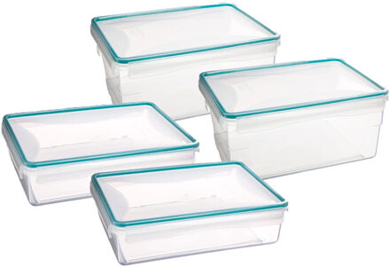 5five set vershoudbakjes - met deksel - kunststof - luchtdicht - 2x2200 + 2x3700 ml