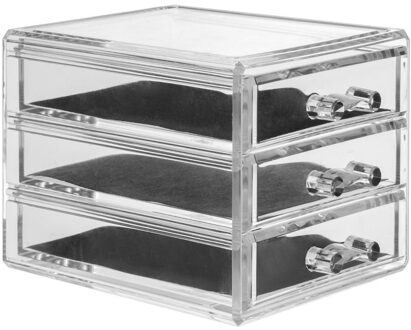 5five Sieraden/make-up organizer - 3 lades - 15,5 x 10,5 cm - kunststof - Sieradenkastje
