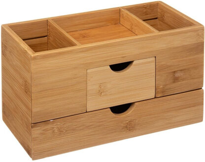 5five Sieraden / make-up organizer - met 3 vakken en 2 lades - 24 x 14,5 cm - bamboe