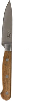 5five snijmes/fruit/groente mes Elegancia - 1x stuks - RVS - acacia hout - 20 cm