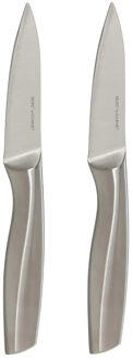 5five snijmes/fruit/groente mes Precision - 2x stuks - RVS - zilver - 20 cm