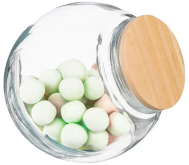 5five Snoeppot/voorraadpot 0,65L - 3x stuks - glas met houten deksel - 650 ml - Voorraadpotten