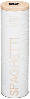5five Spaghettidoos - wit - metaal - relief - Luxe voorraadpot/voorraadbus