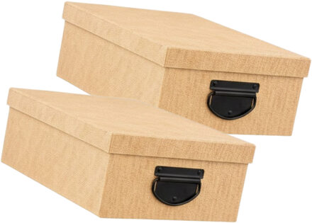 5five Spullen Opbergdoos box - 2x - goudgeel - 28 x 20 x 11 cm - Karton - Diverse toepassingen