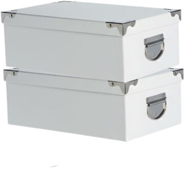 5five Spullen Opbergdoos box - 2x - wit - 36 x 25 x 12 cm - Karton - Diverse toepassingen