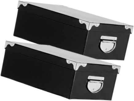 5five Spullen Opbergdoos box - 2x - zwart - 28 x 20 x 11 cm - Karton - Diverse toepassingen