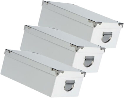 5five Spullen Opbergdoos box - 3x - wit - 28 x 20 x 11 cm - Karton - Diverse toepassingen