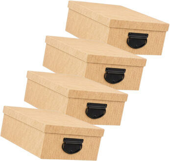 5five Spullen Opbergdoos box - 4x - goudgeel - 28 x 20 x 11 cm - Karton - Diverse toepassingen