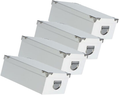 5five Spullen Opbergdoos box - 4x - wit - 28 x 20 x 11 cm - Karton - Diverse toepassingen
