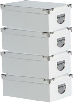 5five Spullen Opbergdoos box - 4x - wit - 36 x 25 x 12 cm - Karton - Diverse toepassingen