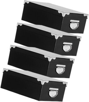 5five Spullen Opbergdoos box - 4x - zwart - 28 x 20 x 11 cm - Karton - Diverse toepassingen