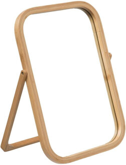 5five Staande make-up spiegel/scheerspiegel - op standaard - bamboe - 28 x 39 cm