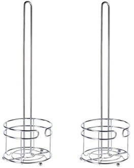 5five Staande toiletrolhouder - Set van 2x stuks - voor 4 rollen - zilver - 52 cm - metaal - wc rolhouder