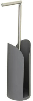 5five Staande wc/toiletrolhouder met reservoir en flexibele stang - grijs - 59 cm - metaal