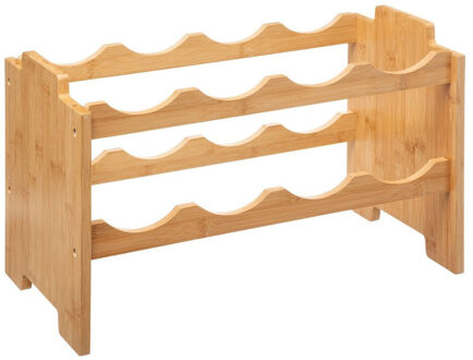 5five Stapelbaar bamboe flessenrek/wijnrek voor 8 flessen - 46 x 24,5 x 29,5 cm - Wijnfles houder
