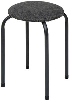 5five Stapelbaar zit krukje Fierra - metaal/polyester - antraciet - D38 x H46 cm - stoelen