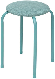 5five Stapelbaar zit krukje Fierra - metaal/polyester - blauw - D38 x H46 cm - stoelen