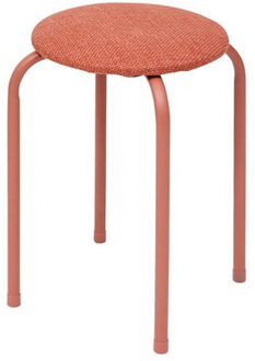 5five Stapelbaar zit krukje Fierra - metaal/polyester - roze - D38 x H46 cm - stoelen