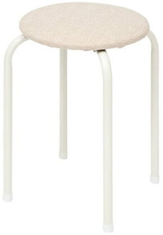 5five Stapelbaar zit krukje Fierra - metaal/polyester - wit - D38 x H46 cm - stoelen