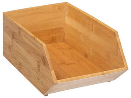 5five Stapelbare opbergmand 1 vaks organizer - L18 x B31 x H12 cm - bamboe hout - lichtbruin - Opbergmanden