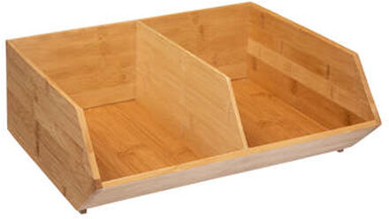 5five Stapelbare opbergmand 2 vaks organizer - L35 x B31 x H12 cm - bamboe hout - lichtbruin - Opbergmanden