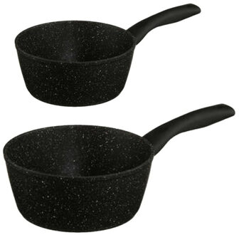 5five Steelpannen - Alle warmtebronnen - Set 2x - Dia 16 en 20 cm - zwart