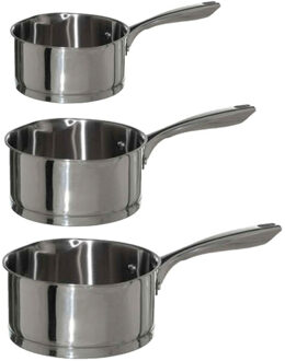 5five Steelpannen - Alle warmtebronnen - Set 3x - Dia 16/18/20 cm - zilver