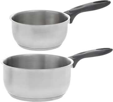 5five Steelpannen set - 2x stuks - RVS - zilver - D14 en D18 cm - sauspan/juspan - pannen