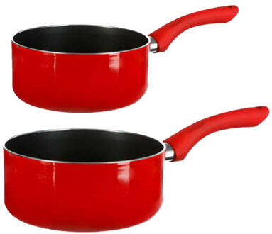 5five Steelpannen - Voor inductie - Set 2x - Dia 16 en 20 cm - rood