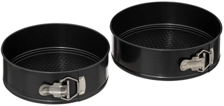 5five taarten bakken bakvorm/spring vorm/bakgerei - zwart - metaal - Dia 24 en 22 cm - 2 delig