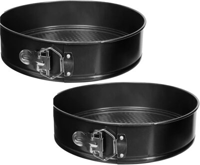 5five Taarten bakvormen/springvormen - 2x - metaal - zwart - 26 cm - rond