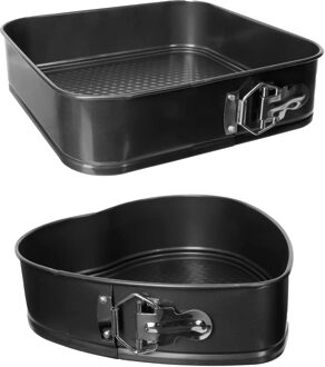 5five Taarten bakvormen/springvormen - metaal - zwart - 2 vormen