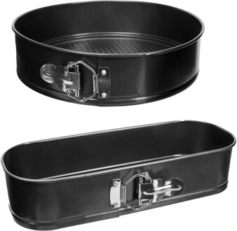 5five Taarten bakvormen/springvormen - metaal - zwart - set van 2 maten