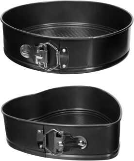 5five Taarten bakvormen/springvormen - metaal - zwart - set van 2 vormen