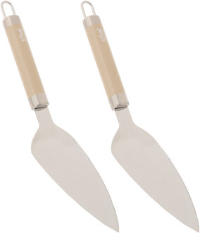 5five taartschep Paris - 2x - 27 cm - RVS - aluminium - beige/zilver - keukengerei