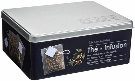 5five Theedoos - 100 theezakjes - metaal - 20,5 x 16 x 8,5 cm - theeblik
