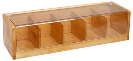 5five Theedoos lichtbruin - 5-vaks - Bamboe - 36 x 11 x 10 cm - Theedozen