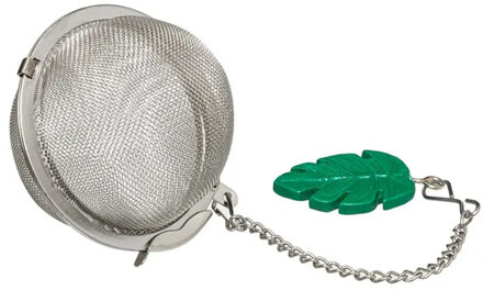 5five Theefilter bal / thee-ei - RVS - blaadje - D5 cm - theezeef - voor losse thee of kruiden