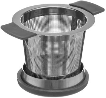 5five Theezeef met houder - zilver - draadgaas - hoog model - theezakjeshouder - losse thee