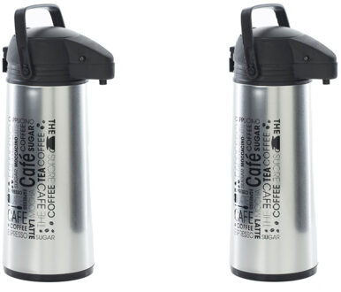 5five Thermoskan - 2x stuks - 1,9 liter - 19 x 13 x 36 cm - RVS - isoleerkan - Koffie/thee kan