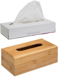 5five Tissuedoos - bruin - 25 x 13 x 8,5 cm - bamboe - met vulling - 100x papier servettenhouder