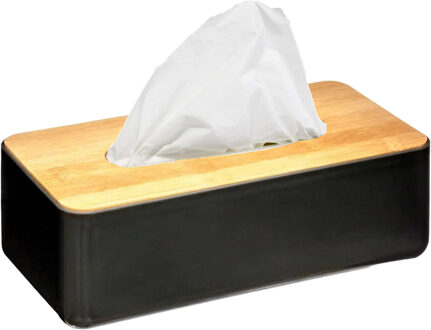 5five Tissuedoos/tissue box zwart kunststof met 100x stuks papieren tissues