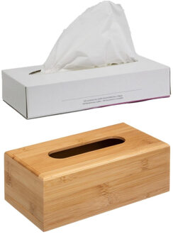 5five Tissuedoos/tissuebox bruin 25 x 13 x 8,5 cm van bamboe hout met vulling