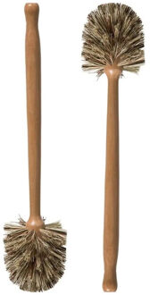 5five Toiletborstel - 2x stuks - hout - beige - 36,5 cm - Badkamer/WC