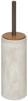 5five Toiletborstel Como Marble - in houder - kunststeen - wit - 10 x 37 cm