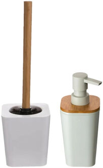 5five Toiletborstel met houder 38 cm en zeeppompje polystone/kunststof