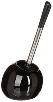 5five Toiletborstel met houder - glans zwart - keramiek - 36 cm - Toiletborstels