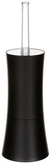 5five Toiletborstel met houder - rond - zwart kunststof - 38 cm